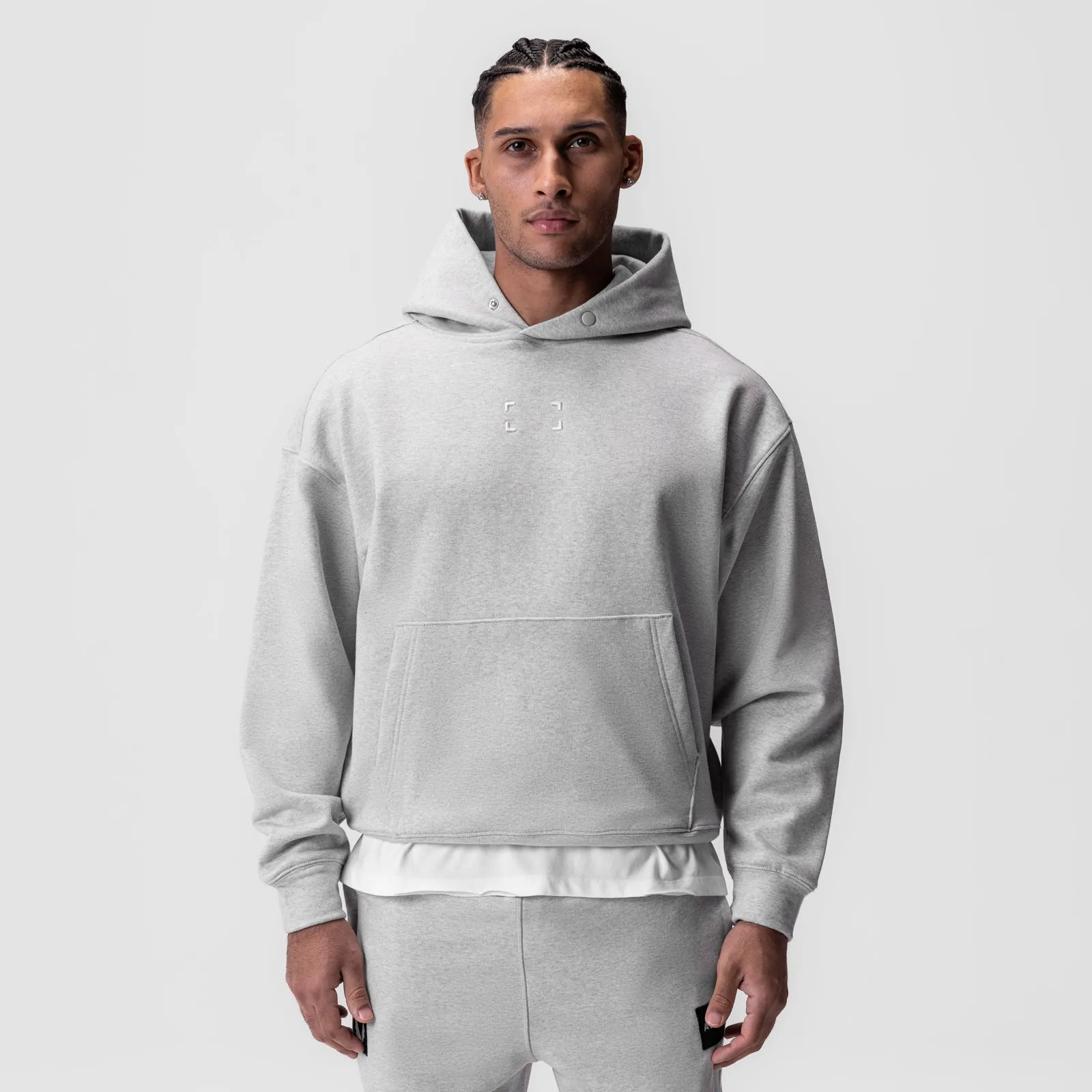 0648. Tech-Terry™ Hoodie - Heather Grey "Space Bracket"