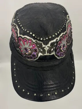 Black Leather Kippy's Skull Cap