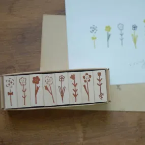 evakaku Daily Flowers Rubber Stamp Set