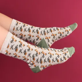 Women's Ditsy Floral Print Cotton Socks